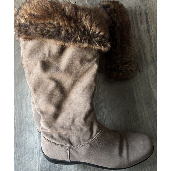 Natural Soul By Naturalizer Woman's Faux Fur Suede Knee High FABIANO Boots 8.5 M - Picture 1 of 9